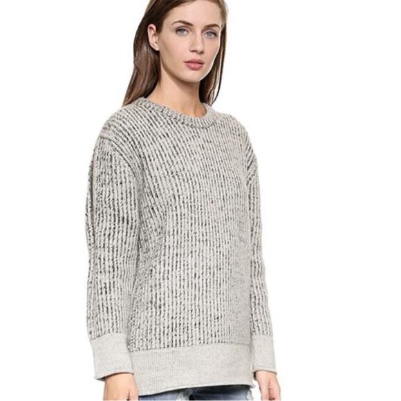 IRO Paris Manouka Women's Gray Sweater Zipper Chunky Knit Ribbed Wool Small - Picture 2 of 9